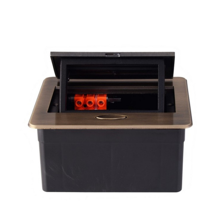 Выдвижной горизонтальный модуль RocketSocket в столешницу для розеток Livolo 2 поста, бронза