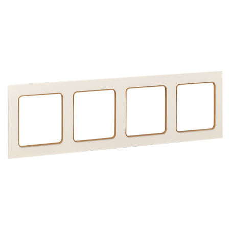 Стокгольм Рамка 4-местная белая с линией цвета шампань EKF