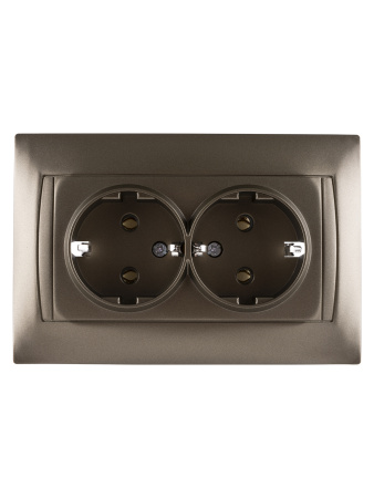 Розетка двойная 2П+З 16А 250В  бронза "Лама" TDM