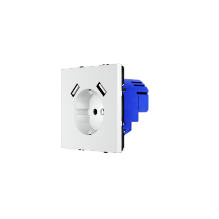 Розетка встраиваемая Voltum S70 с заземлением и защитными шторками, 16А, с USB, A+A, (белый матовый)