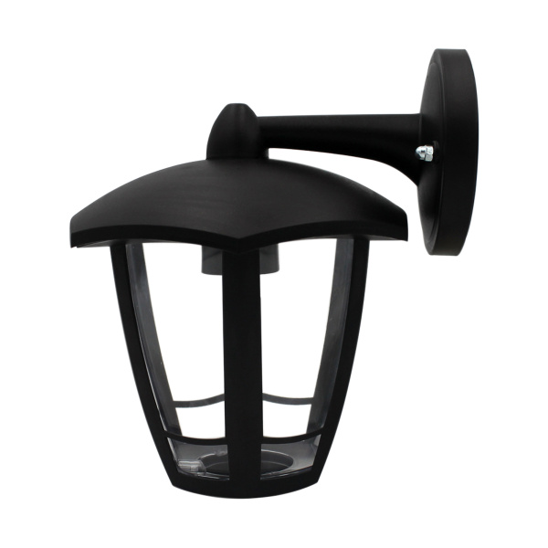 11-165 Светильник садово-парковый, настенный вниз, «Дели 3», Е27х60Вт, 6-ти гранный, пластик, черный, прозрачный поликарбонат, 177х192х223м... APEYRON