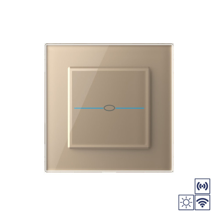 Сенсорный импульсный радиоуправляемый выключатель Quadro сухой контакт 1 клавиша Золотой Livolo