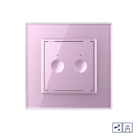 Двухклавишный проходной сенсорный выключатель Module с функцией радиоуправления, цвет розовый Livolo