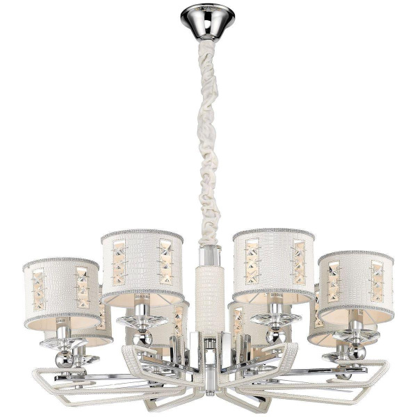 Люстра подвесная Хром, Белый/Белый, Прозрачный E14 8*40Вт WE393.08.003 WERTMARK