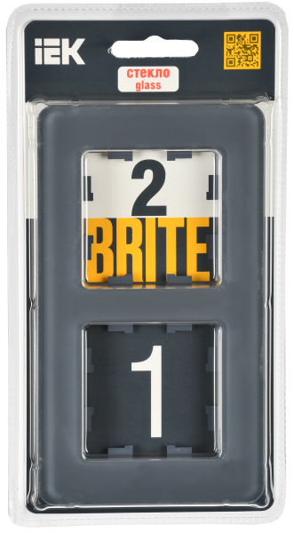 BRITE Рамка 2-мест. РУ-2-2-Бр стекло графит RE IEK