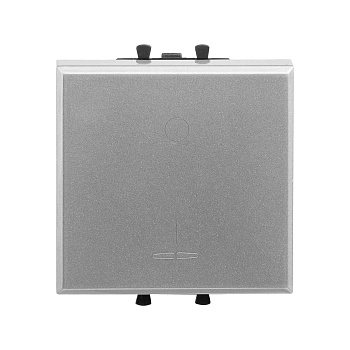 Выключатель двухполюсный одноклавишный модульный "Avanti", "Закаленная сталь", 2 модуля DKC