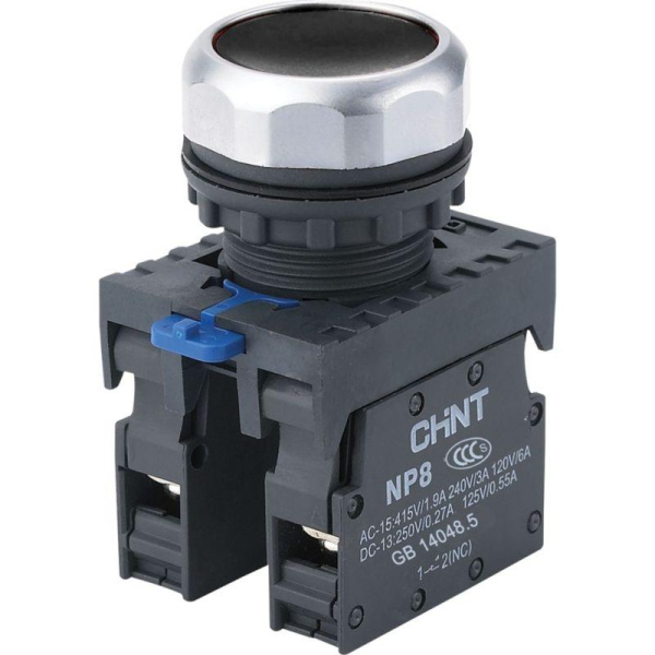 Кнопка упр. NP8-11BN/2 без подсветки, самовозвратом, чёрная, 1НО+1НЗ, IP65 (R) CHINT