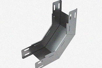 Лоток замковый глухой КПЗГ 100х65-90 УТ1,5 для поворота трассы вверх на 90, оцинкованный лист, S0,7