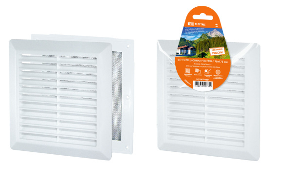 Решетка разъемная с москитной сеткой, наклонные жалюзи, 175х175 TDM