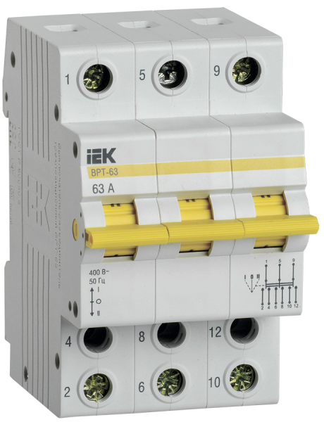 Выключатель-разъединитель трехпозиционный ВРТ-63 3P 63А IEK