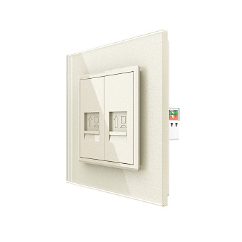 Розетка интернет двойная RJ-45 кат.6 1 пост, цвет жемчужный Livolo