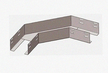 Лоток угловой замковый глухой КГЗГ 200х50-90 УТ1,5 поворот на 90, оцинкованный лист S1,0