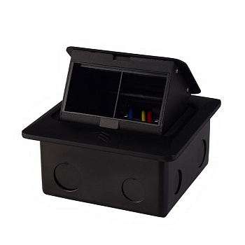 Выдвижной горизонтальный модуль RocketSocket в пол для розеток Livolo 2 поста, черный