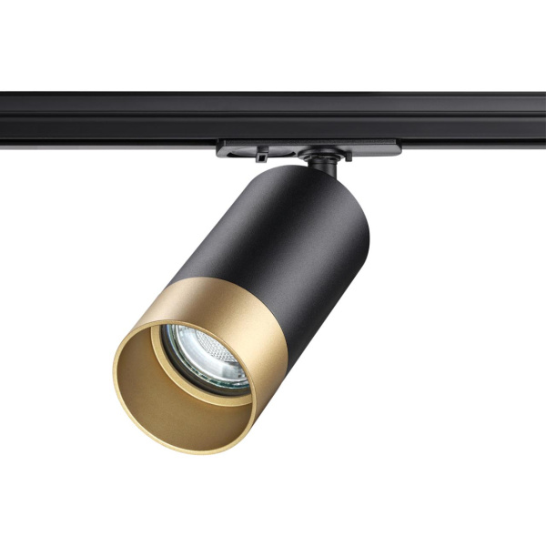 Св-к трековый однофазный двухжильный IP20 GU10 9W 220V SLIM черный/золото NOVOTECH