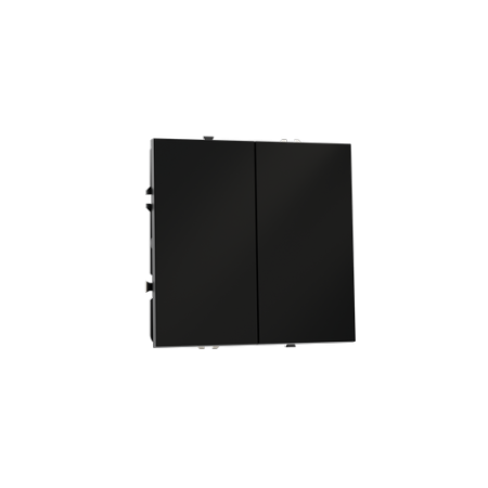 Выключатель с самовозвратом встраиваемый Voltum S70 двухклавишный 10А, (черный матовый)