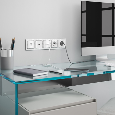 Встраиваемые механизмы Розетка СУ Ethernet RJ-45 . Белый IP20 Werkel