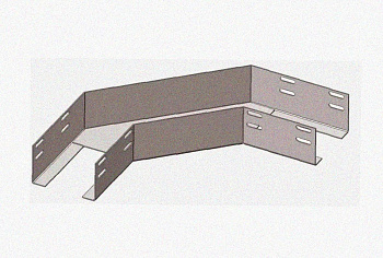 Лоток угловой перфорированный КГ 250х65-90 УТ1,5 поворот на 90, оцинкованный лист S1,5
