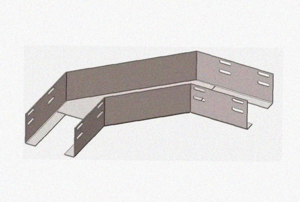 Лоток угловой перфорированный КГ 250х65-90 УТ1,5 поворот на 90, оцинкованный лист S1,5