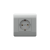 Розетка с/з со шторками, 16А, серебряный NEW3-E CHINT