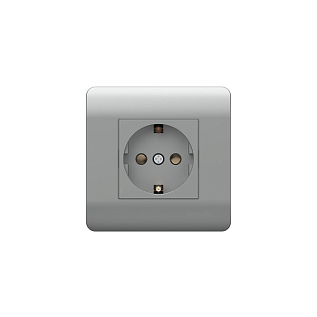 Розетка с/з со шторками, 16А, серебряный NEW3-E CHINT