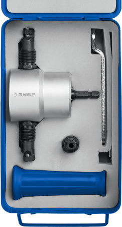 СВЕРЧОК в металл. кейсе: насадка-ножницы для реза листового металла + запчасти. ЗУБР