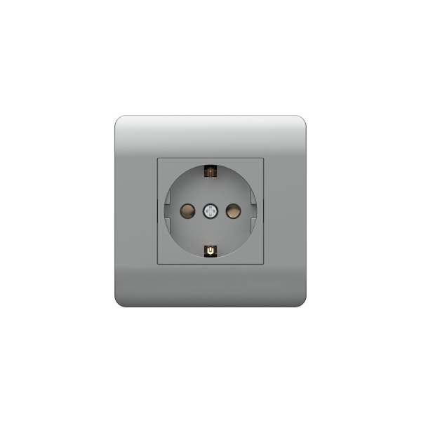 Розетка с/з со шторками, 16А, серебряный NEW3-E CHINT
