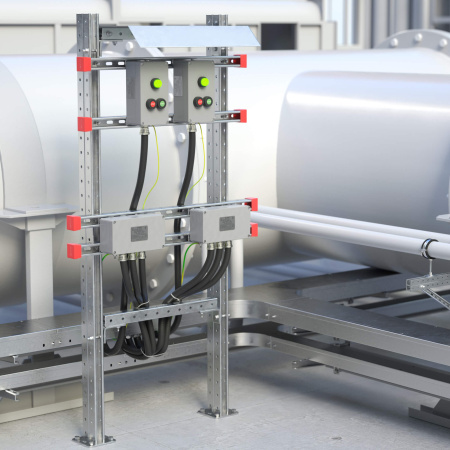 Комплект монтажных профилей на раму для крепления 2 оболочек винтами din 84 M6X40 8 шт. , горячеоцинкованный, длина 1000 мм DKC