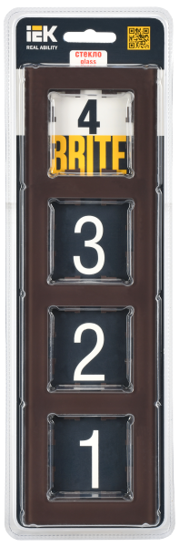 BRITE Рамка 4-мест. РУ-4-2-БрТБ стекло бр. IEK