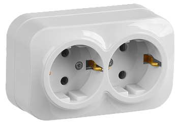Розетка двухместная ОУ РС22-3-ХБ с з/з 16А GLORY белый IEK