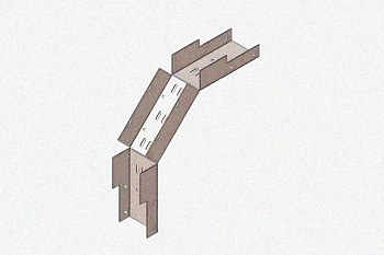 Лоток замковый глухой КСЗГ 400х100-90 УТ1,5 для поворота трассы вниз на 90, оцинкованный лист, S1,2