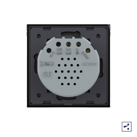 Сенсорный проходной выключатель 1 клавиша 1 пост Черный Livolo