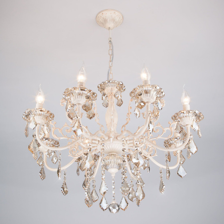 Люстра с хрусталем 8*E14 60Вт белый с золотом IP20 Elisha (3281/8 белый с золотом) Eurosvet