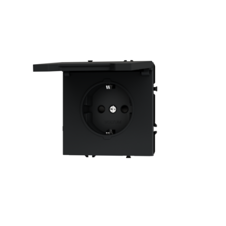 Розетка встраиваемая Voltum S70 с заземлением, защитными шторками и крышкой 16А, (графит)