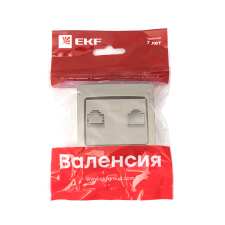 Валенсия Лицевая панель розетки RJ-45 1-местная кашемир EKF
