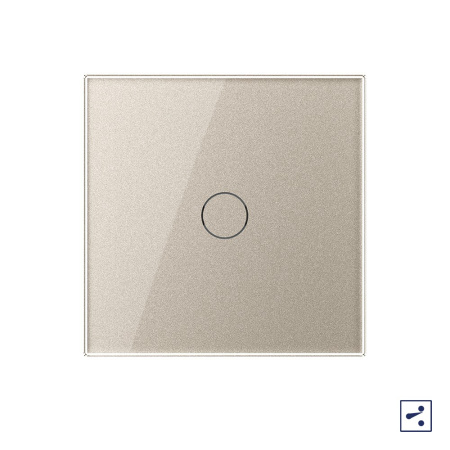 Одноклавишный проходной/перекрестный сенсорный выключатель 1 пост, цвет шампань Livolo