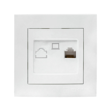 Валенсия Розетка компьютерная RJ-45 1-местная белая EKF