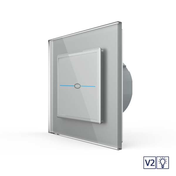 Сенсорный диммер Quadro версия 2, 1 клавиша 1 пост Серый Livolo