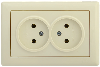 Розетка 2-местная РС20-1-0-БК без з/з 10А BOLERO кремовый IEK