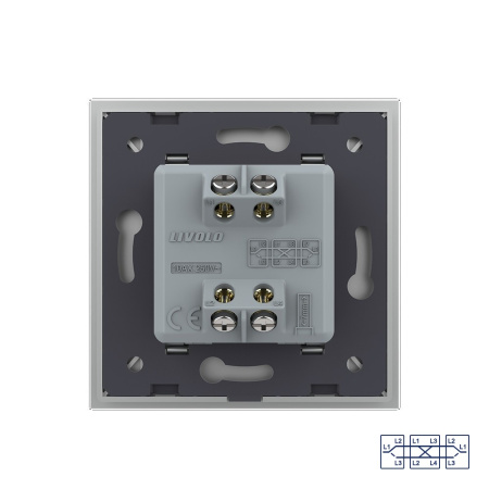 Одноклавишный перекрестный механический выключатель 1 пост, цвет серый Livolo