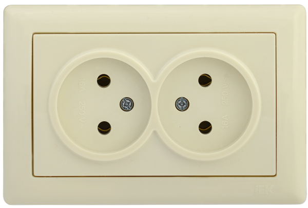 Розетка 2-местная РС20-1-0-БК без з/з 10А BOLERO кремовый IEK