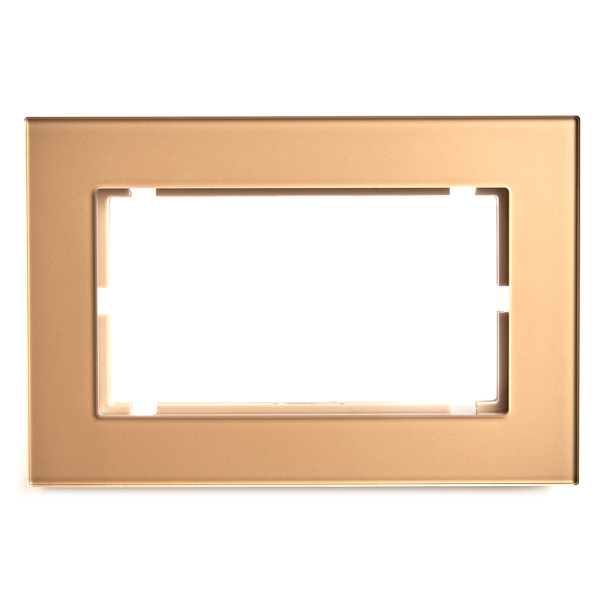 Рамка 2-местная (без перемычки), стекло, STEKKER, GFR00-7012-08, серия Катрин, золото