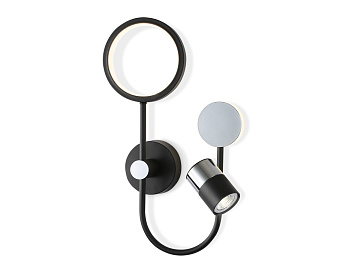 Настенный светодиодный светильник со сменной лампой FL51601/3 BK/CH черный/хром 11W 4200K+GU10 424*275*100 Ambrella Light