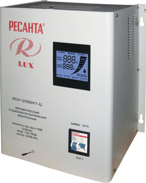 Стабилизатор напряжения серии  РЕСАНТА АСН-12000/1-Ц 63/6/10 Стабилизатор напряжения серии  РЕСАНТА АСН-12000/1-Ц 63/6/10