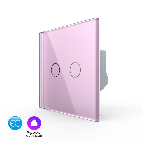 Двухклавишный умный сенсорный выключатель EC, 1 пост, цвет розовый Livolo