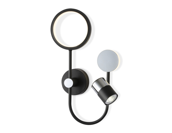 Настенный светодиодный светильник со сменной лампой FL51601/3 BK/CH черный/хром 11W 4200K+GU10 424*275*100 Ambrella Light