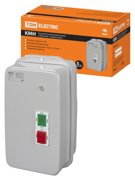 Контактор КМН48062 80А в оболочке с индикатором Ue=380В/АС3 IP54 TDM