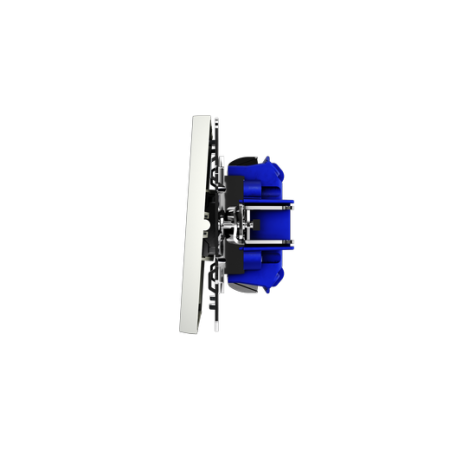 Выключатель с самовозвратом встраиваемый Voltum S70 двухклавишный 10А, (сталь)