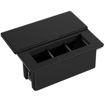 Donel Настольный встраиваемый розеточный блок с сдвижной крышкой 6 мод. (3 мод. 45х45), черный