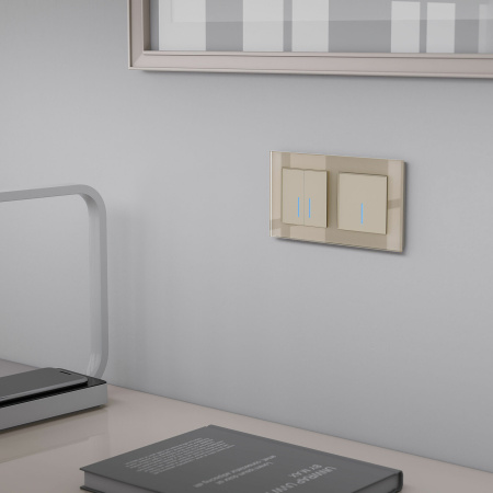 Сенсорный выключатель двухклавишный с подсветкой 1000 Вт (шампань) СУ IP20 Werkel