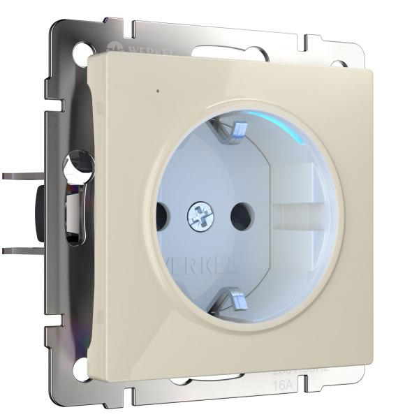 Розетка с подсветкой (слоновая кость) СУ IP20 Werkel